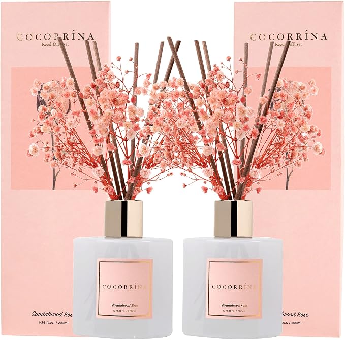 Premium Reed Diffuser Set with Preserved Baby's Breath & Cotton Stick by COCORR%C3%8DNA