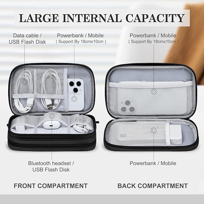 FYY Electronic Organizer, Travel Tech Pouch Bag, Waterproof, Double Layers - Image 3