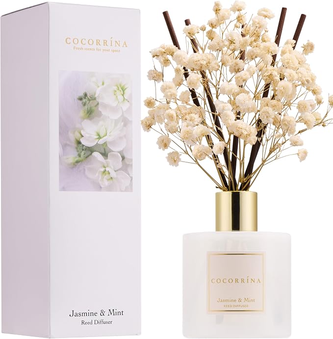Reed Diffuser - Jasmine & Mint 6.7 Fl.oz Reed Diffuser Set by COCORR%C3%8DNA