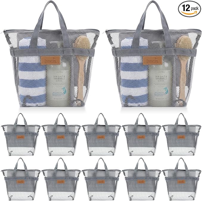 Patelai 12 Pcs Mesh Shower Caddy Portable 12.2 x 10.24 in Large Gym Shower Bag by Patelai