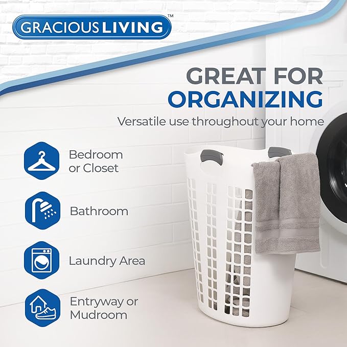 Gracious Living Laundry Basket, Easy Carry Flex Collapsible Hamper - Image 4