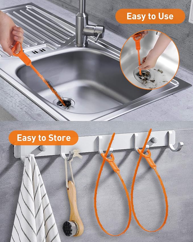 6 Pack 25 Inch Drain Snake Hair Clog Remover Tool, Flexible Sink Drain Cleaner - Image 5
