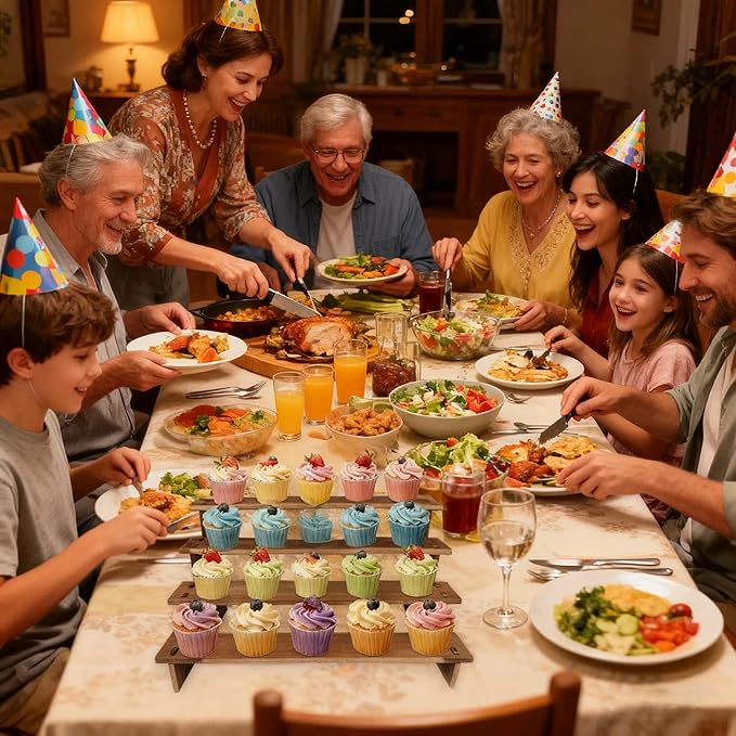 Wooden Cupcake Stand,Perfume Organizers,Cologne Organizer for Men,4 Tier Display Risers for Dessert,Spice,Candles,Matcha Station,No Tools Required to Install 2 Pack