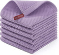 Homaxy 100% Cotton Waffle Weave Kitchen Dish Cloths 6-Pack, Lavender | 12 x 12 by Homaxy