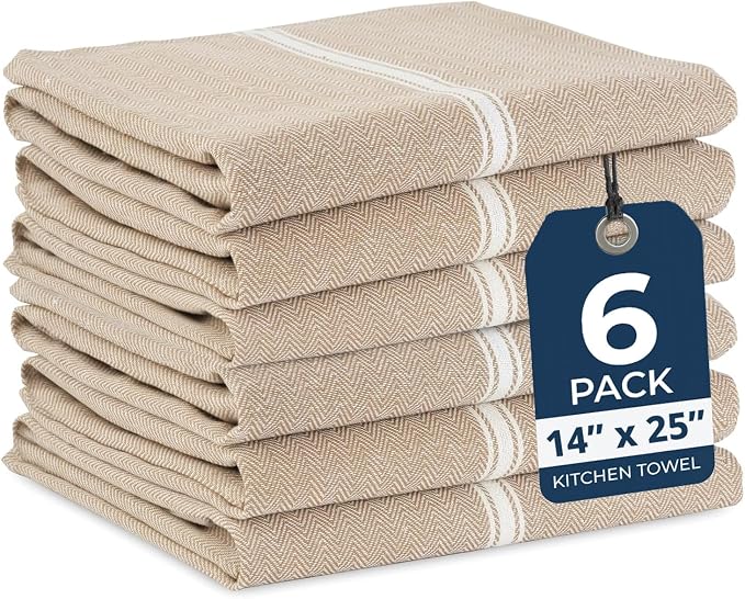 LANE LINEN Dish Towels for Kitchen Drying 100% Cotton Absorbent 6 Pack by LaneLinen