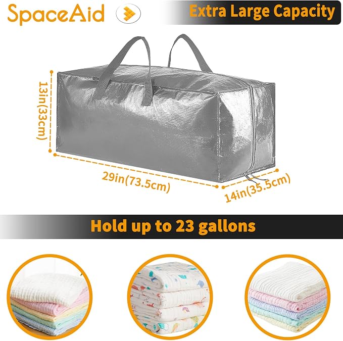 SpaceAid Heavy Duty Moving Bags, Extra Large Storage Totes W/Backpack Straps - Image 2
