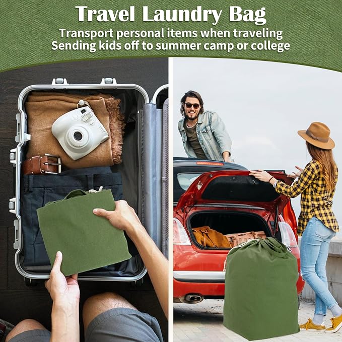 Canvas Laundry Bags with Handles & Rectangular Base - Image 6