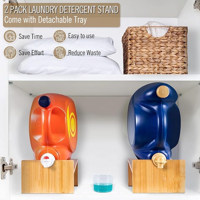 MyLifeUNIT Laundry Detergent Dispenser, 2 Pack Wooden Laundry Detergent Holder - Image 7