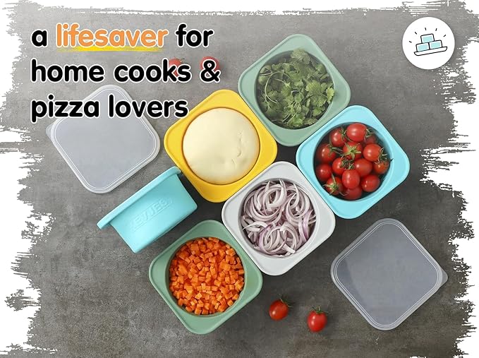 1000ml PLUS Individual Pizza Sourdough Proofing Containers with Air-tight Lids for DIY family Artisan Pizza,Bread,Bagel-Food Grade Silicone -Freezer, Fridge, Dishwasher Safe-2 Pack (Blue)