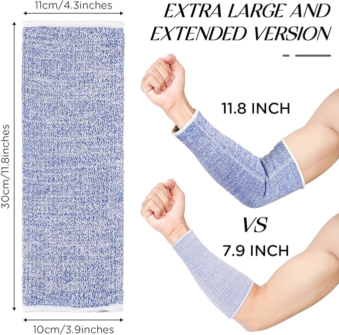 Neer 4 Pair Protective Arm Sleeves for Thin Skin Anti-Cut Burn Resistant Cover Forearm Sleeve for Cooking Construction(Black, Blue, Gray, Yellow, 11.8 Inch)