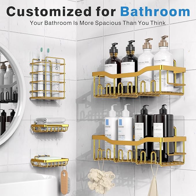 Shower Caddy 5 Pack, Adhesive Shower Organizer - Image 2