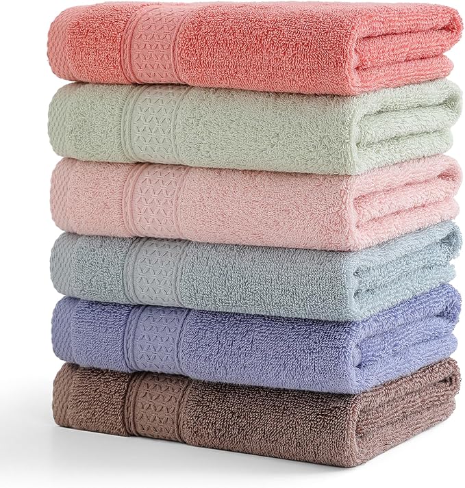 6 Pack Hand Towel Set, 16 by 28 inches, 100% Cotton Ultra Soft and Highly by Unknown
