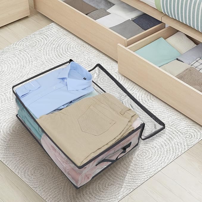 Blanket Storage Bags 6 Pack 35L Clear Plastic Clothes Closet Organizer | Clear - Image 3