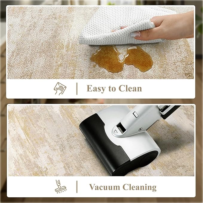 Collive Anti Fatigue Mats for Kitchen Floor, Abstrac Non Slip Kitchen Rugs Sets of 2 Cushioned Modern Desk Mat, Waterproof Comfort Standing Mat for Sink, Home Decor, 20" x 47" + 20" x 32", Beige/Cream