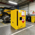 Flammable Storage Cabinets 21" D x 21" W x 26" H, Galvanized Steel Flammable Safety Cabinet, Fire Proof Cabinets Yellow for Industrial Instruments Protection Supplies Cabinet (Thick Style)
