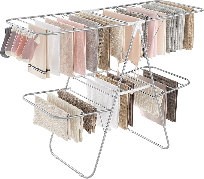 SONGMICS Clothes Drying Rack, Foldable 2-Level Laundry Drying Rack | by Unknown