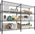 Himimi 4-Tier Metal Shelving - 1600LBS Capacity, Adjustable Heavy Duty Wire Unit with Leveling Feet for Kitchen, Garage, Pantry, Laundry, 72" W x 18" D x 60" H, Black