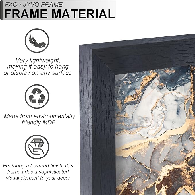 Engineered Wood 19 x 27 Frame Set of 2, Black Picture Frame for 19x27 Inch Poster Puzzle Photo, Light Weight 19by27 Poster Frame with Wood-grain for Wall - 2 Pack/Black/19 x27