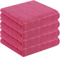 Homaxy 100% Cotton Terry Kitchen Towels, 4 Pack, Rose Red by Homaxy