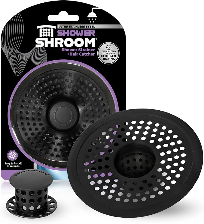 ShowerShroom Ultra Matte Black Hair Catcher, Stainless Steel Drain Protector by TubShroom