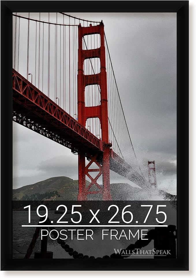 wallsthatspeak 19.25x26.75 Black Picture Frame – Modern Smooth Finish, Plexiglass and Hanging Hardware Included – Wall Display for Puzzles, Posters, Photos, or Art