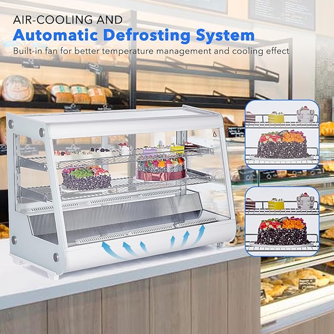 6.5 Cu.Ft Countertop Refrigerated Display Case - Commercial Bakery Refrigerator with LED Lighting, Auto Defrost & Sliding Glass Door for Cafe, Restaurant, Dessert Display