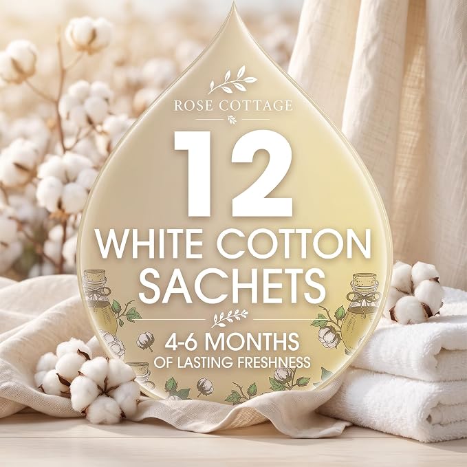 Large 12 Packs White Cotton Hanging Scented Sachets Long-Lasting Closet - Image 6