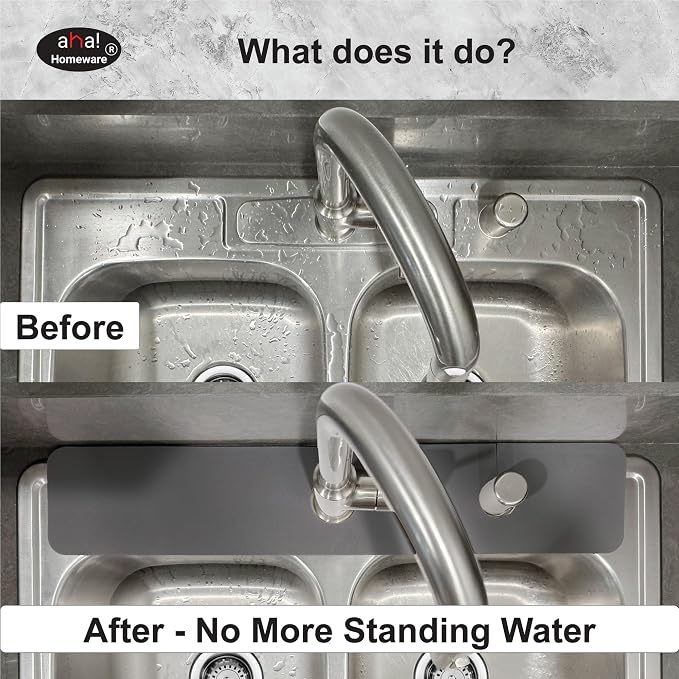 Faucet Mat Kitchen Sink Cuttable : AHA HOMEWARE Kitchen Sink Splash Guard Deck - Image 3