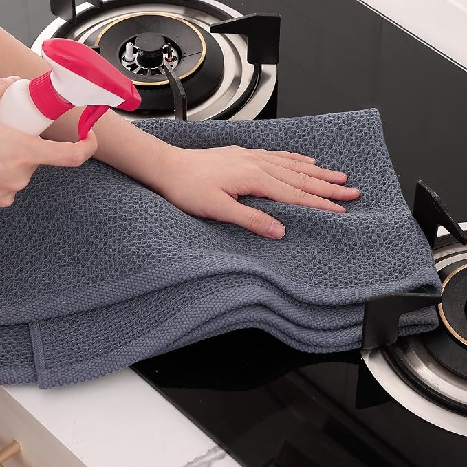 Homaxy 100% Cotton Oversized Waffle Weave Kitchen Towels 6-Pack, Dark Grey | 20 - Image 5