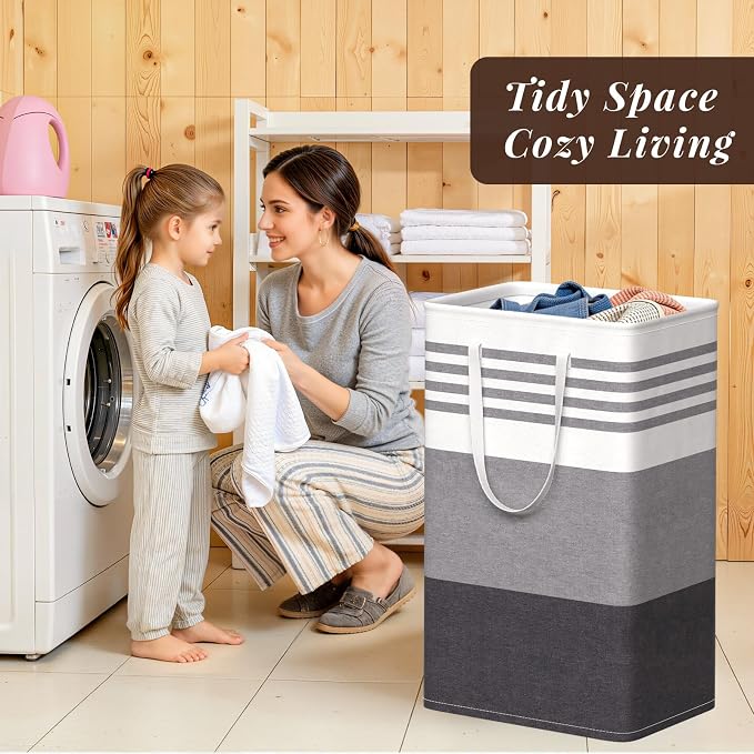 WOWBOX 2 Pack Laundry Baskets, Collapsible Dirty Clothes Laundry Hampers - Image 7