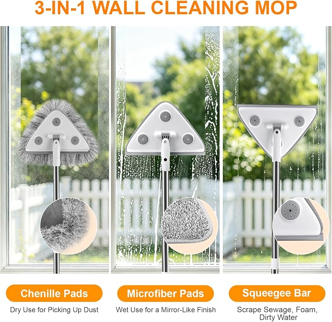 MUEE Window Squeegee with 78" Extension Pole, High Reach Window Cleaner | 78" - Image 2