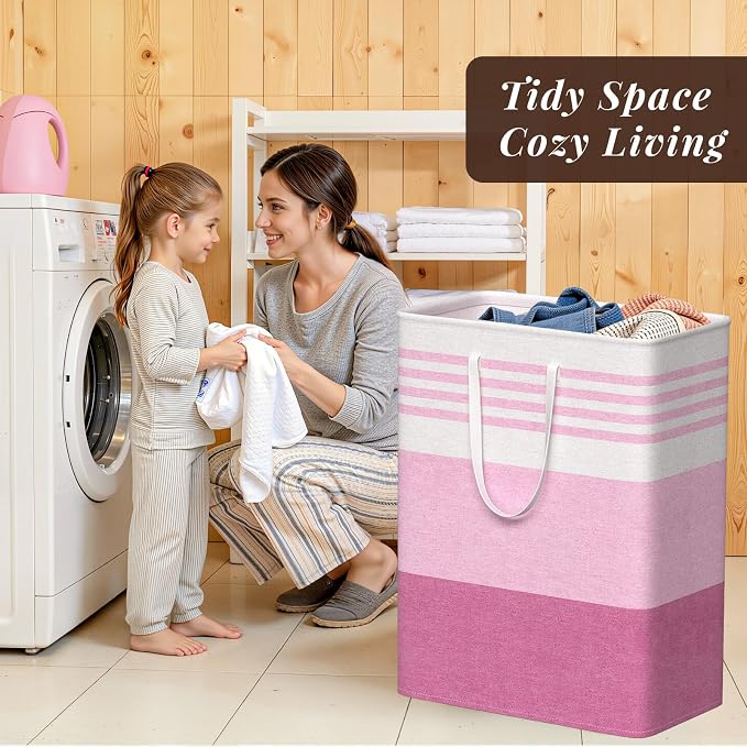WOWBOX 2 Pack Laundry Baskets, Collapsible Dirty Clothes Laundry Hampers - Image 7
