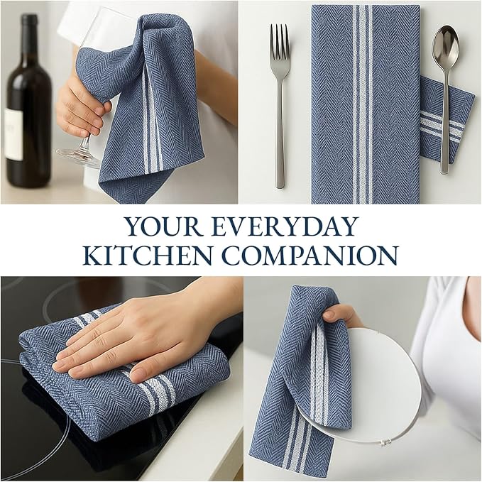 LANE LINEN Kitchen Towel Set 100% Cotton Absorbent Lint-Free 12 Pack - Image 7