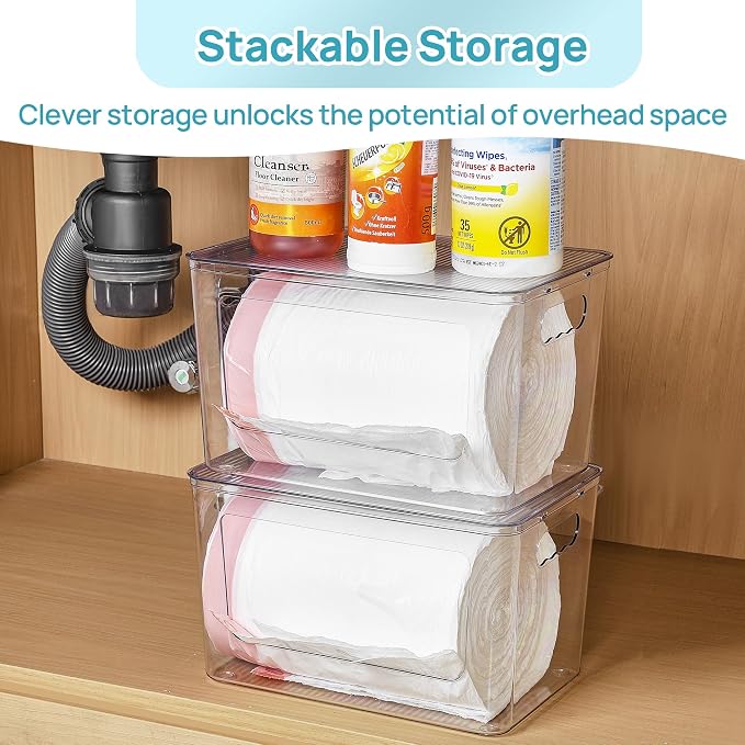 Vtopmart 1 Pack Clear Trash Bag Holder, Stackable Garbage Bag Dispenser | Trash - Image 7