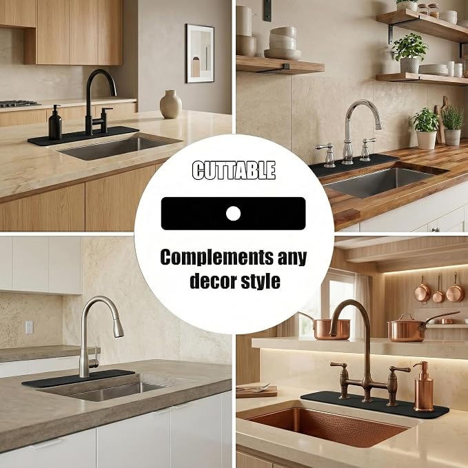 Cuttable Kitchen Sink Faucet Mat: 24"Lx5.5"W Splash Guard - Image 3