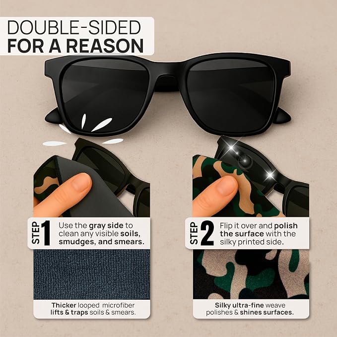 Microfiber Wholesale Quick Cloth Glasses Cleaning Cloths – 5x7 Camo 2-Pack | - Image 3