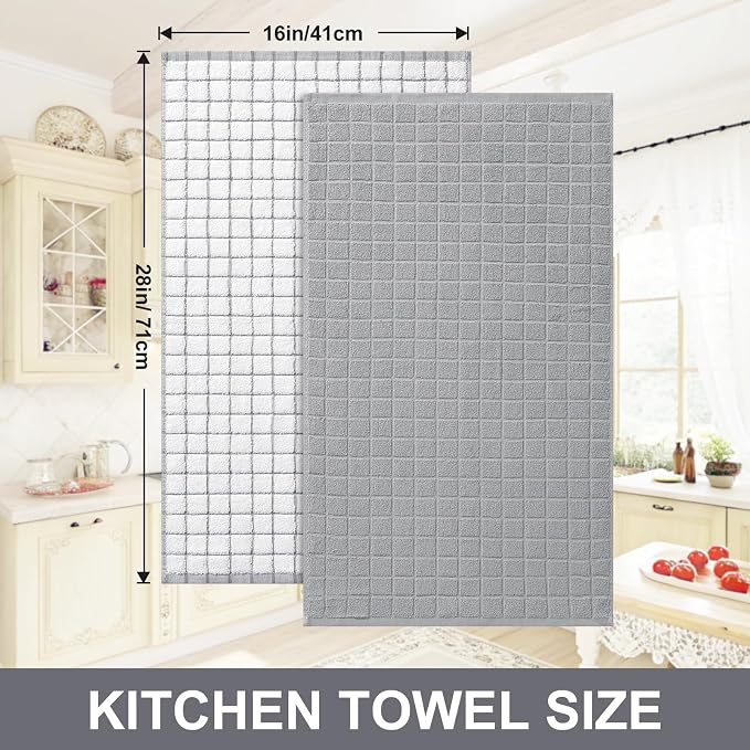 Homaxy Large Premium Cotton Kitchen Towels 16"x 28", 6 Pack, Light Grey - Image 5