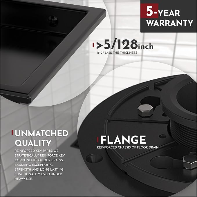 6 Inch Square Shower Floor Drain - Image 3