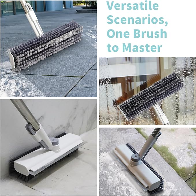 AIR U+ Floor Scrub Brush with Long Handle, 3-in-1 Rotating Head & Squeegee | - Image 4