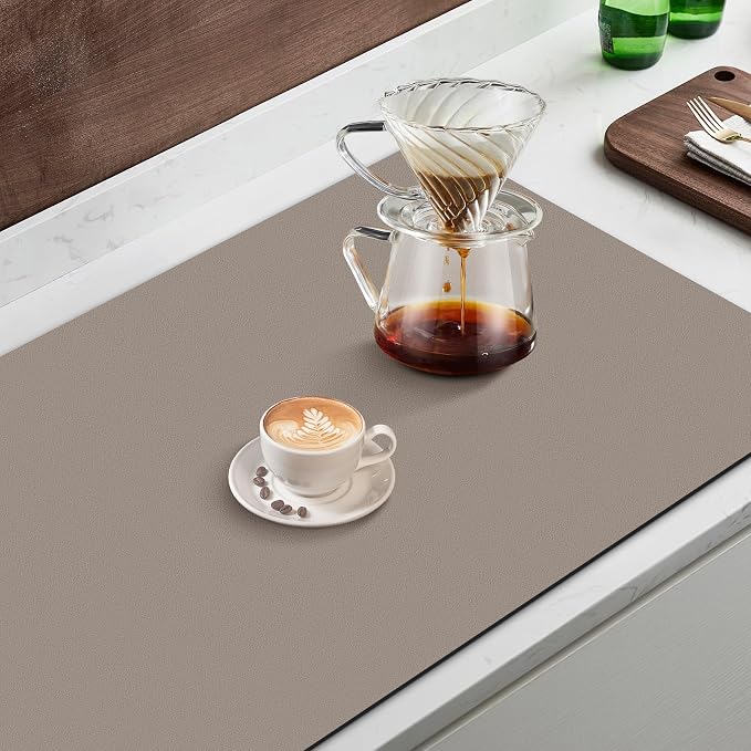 Coffee Mat Super Absorbent Dish Drying Mat Coffee Bar Mat 16"x 24", Khaki | - Image 5