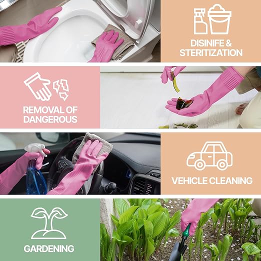 Mamison Rubber Dishwashing Gloves, Non-Slip Kitchen, 2 Pairs | Korean natural - Image 5