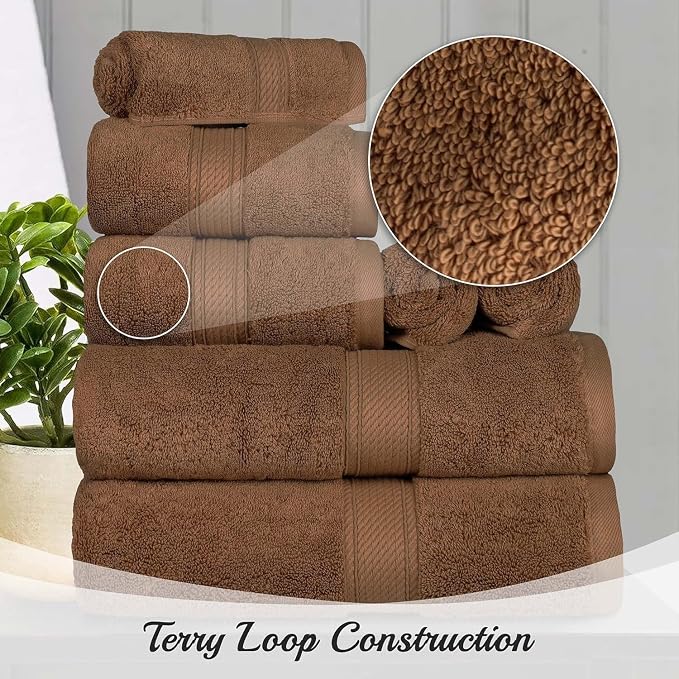 SUPERIOR Egyptian Cotton Pile Plush Bath Sheet, 2 Piece Set, Chocolate | Highly - Image 7