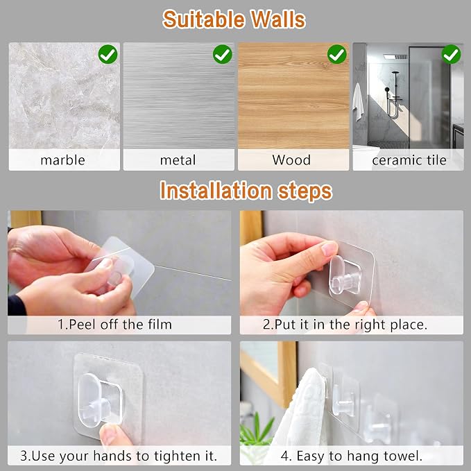 Clear Cute Storage Hooks, 10 Packs, Adhesion - Image 6