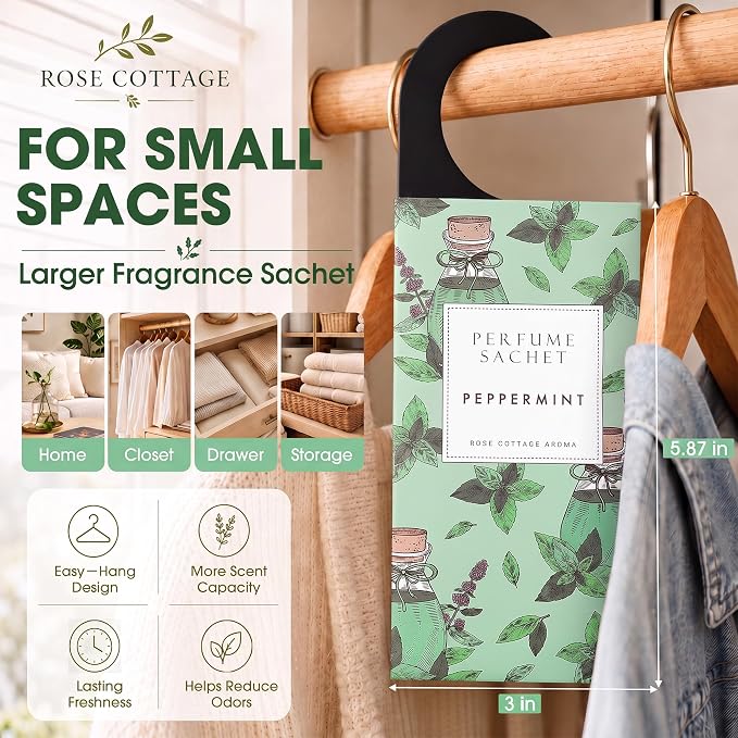 Large 12 Packs Peppermint Hanging Scented Sachets Long-Lasting Closet - Image 2