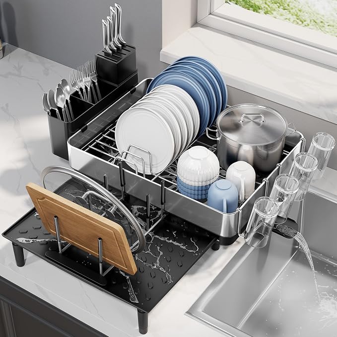 Urackify Expandable Dish Drying Rack, Stainless Steel, Large Capacity | - Image 7