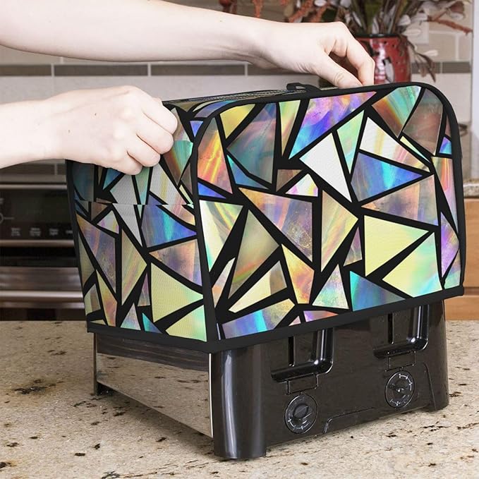 Iridescent Bright Colorful Pretty 2 Slice Toaster Cover, Waterproof Toaster Dust Cover Bread Maker Protective For Small Kitchen Appliance Dining Room Home Table Decor Gifts