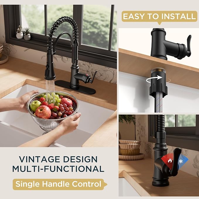 FORIOUS Black Kitchen Faucet - Image 8