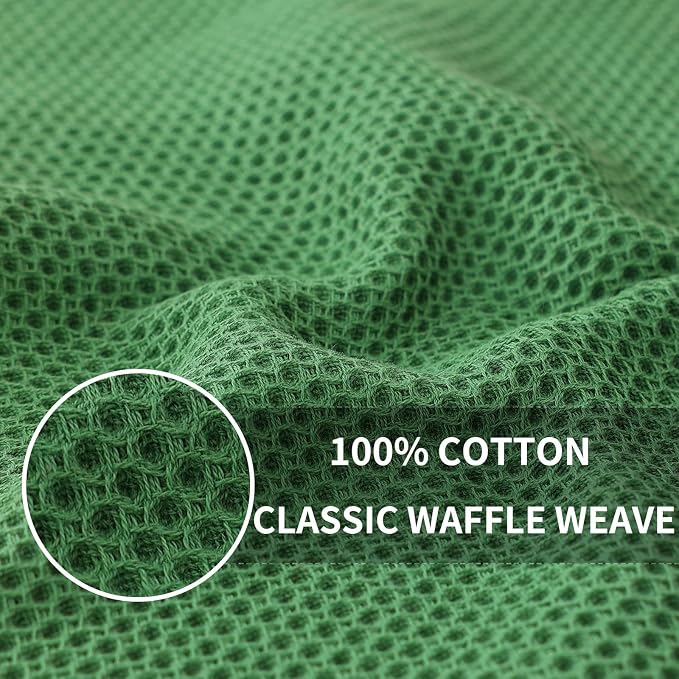 Homaxy 100% Cotton Waffle Weave Kitchen Dish Cloths 24-Pack, Grass Green | 12 x - Image 2
