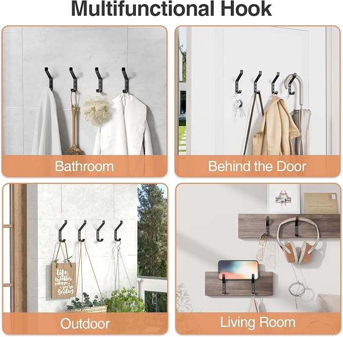 susswiff 10-Pack Coat Hook for Hanging, Stainless Wall Hooks for Towel - Image 7