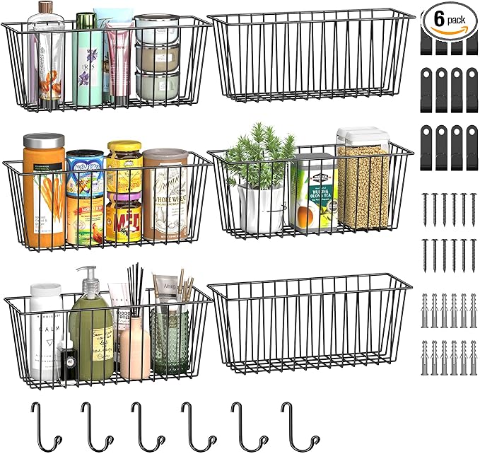 Simple Trending 6 Pack Wire Basket Wall Mount Hanging Baskets by SimpleTrending